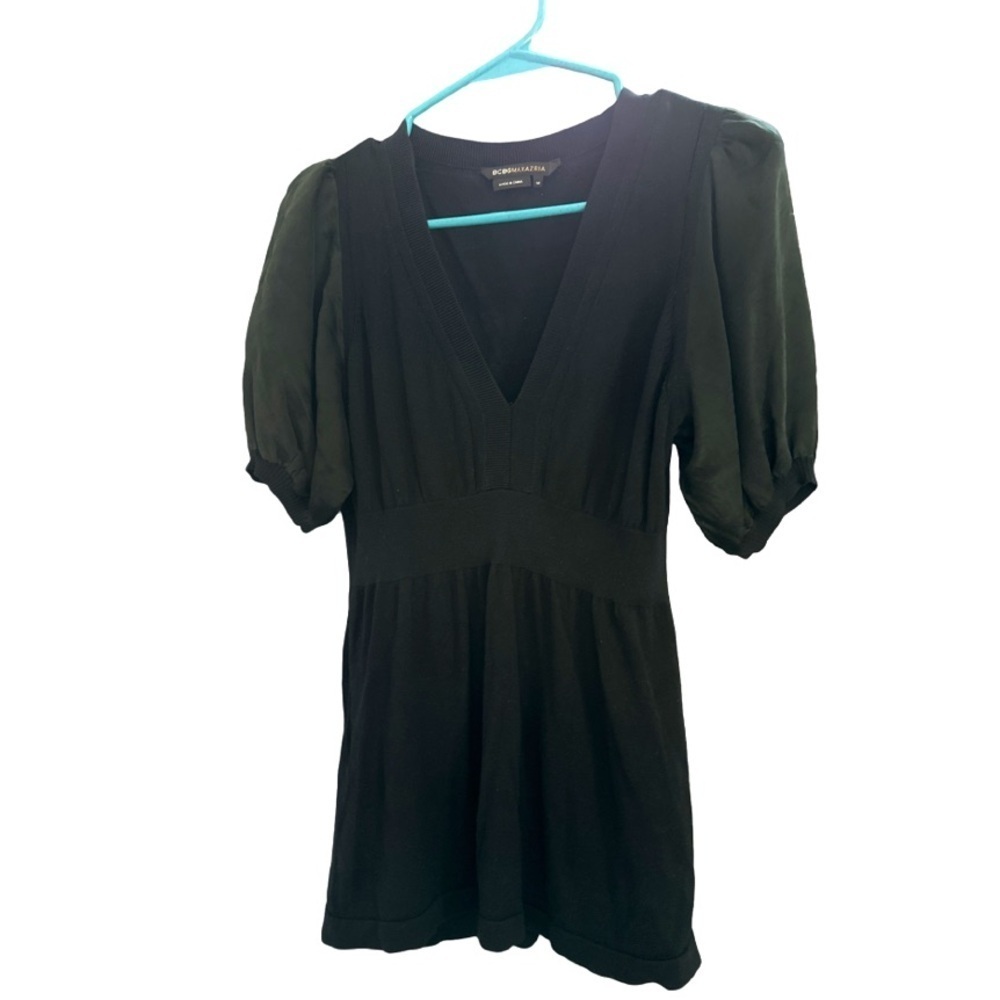 BCBGMAXAZRIA Black Silk and Cotton Short Sleeve Blouse Size Medium